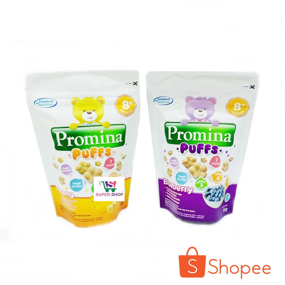 Promina Puffs Pisang / Blueberry / Strawberry Apple / Sweet Potatoes 15 Gram . Snack bayi