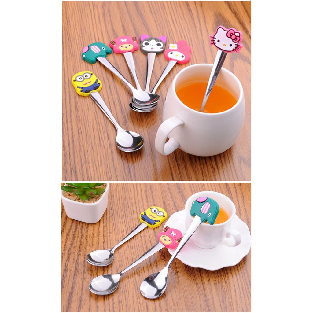 Swopply HL0004 Sendok Teh Mini Karakter Cartoon Kecil Stainless