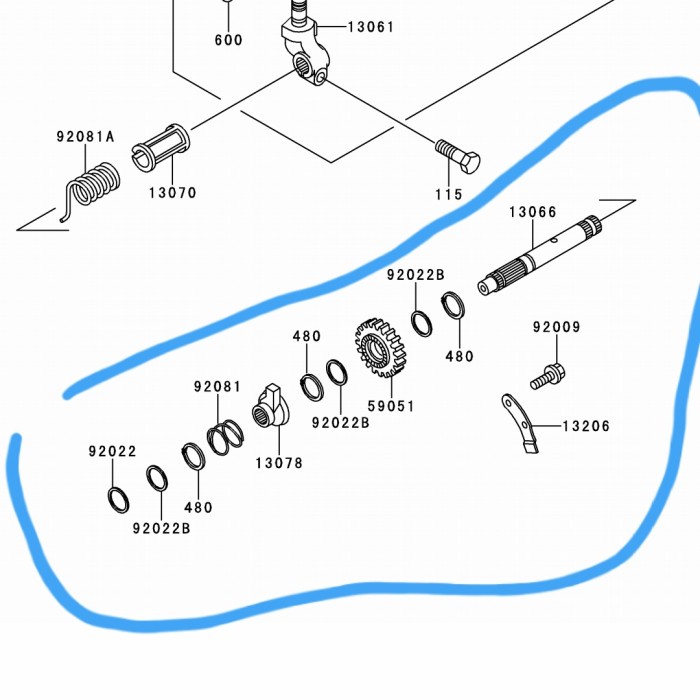 Part kick starter ninja RR old original kawasaki
