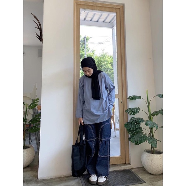 Bymeldev Basic Oversized Longsleeve Top Kaos Lengan Panjang Busui dan Nonbusui