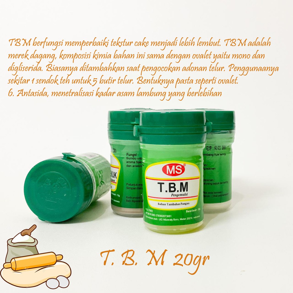 

TBM MS 20Gr - Pelembut Kue - Pengemulsi Bahan Tambahan Kue TBM