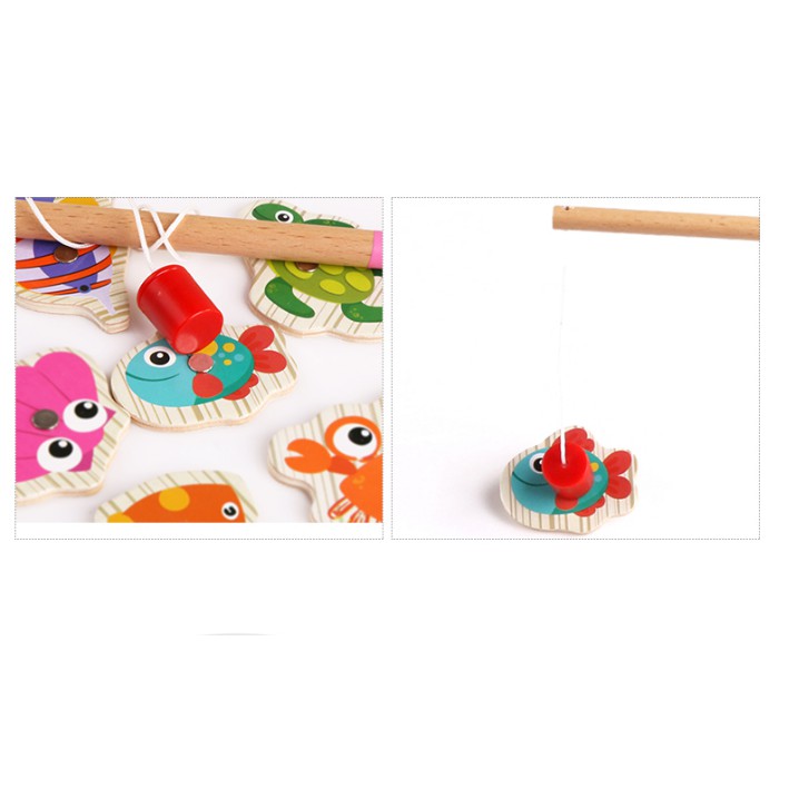 Wooden Fishing Magnet Fishing Mainan Pancing Ikan Mainan Pancingan Magnet  Mainan Montessori