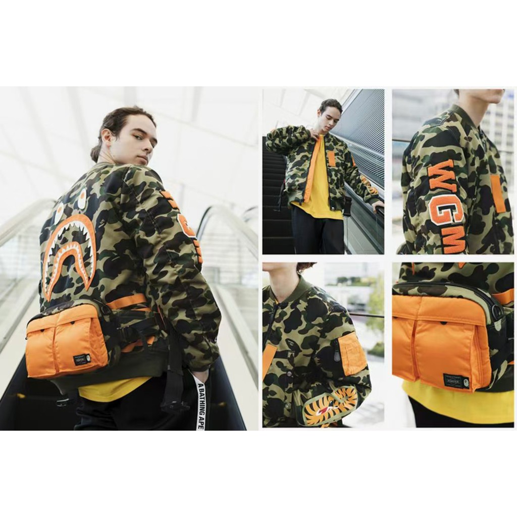 BOMBER BAPE MIRROR CAMO SHARK ORANGE PERFECT QUALITY