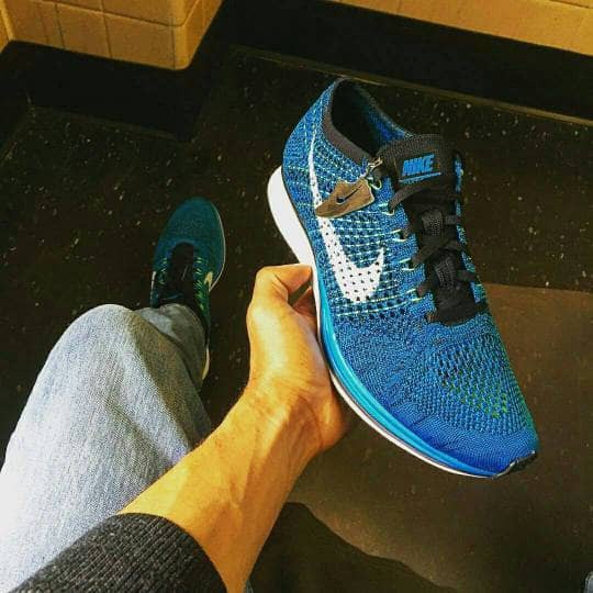 Sepatu Basket KuliahSepatu Nike Flyknit Racer Blue Electrical Premium Original