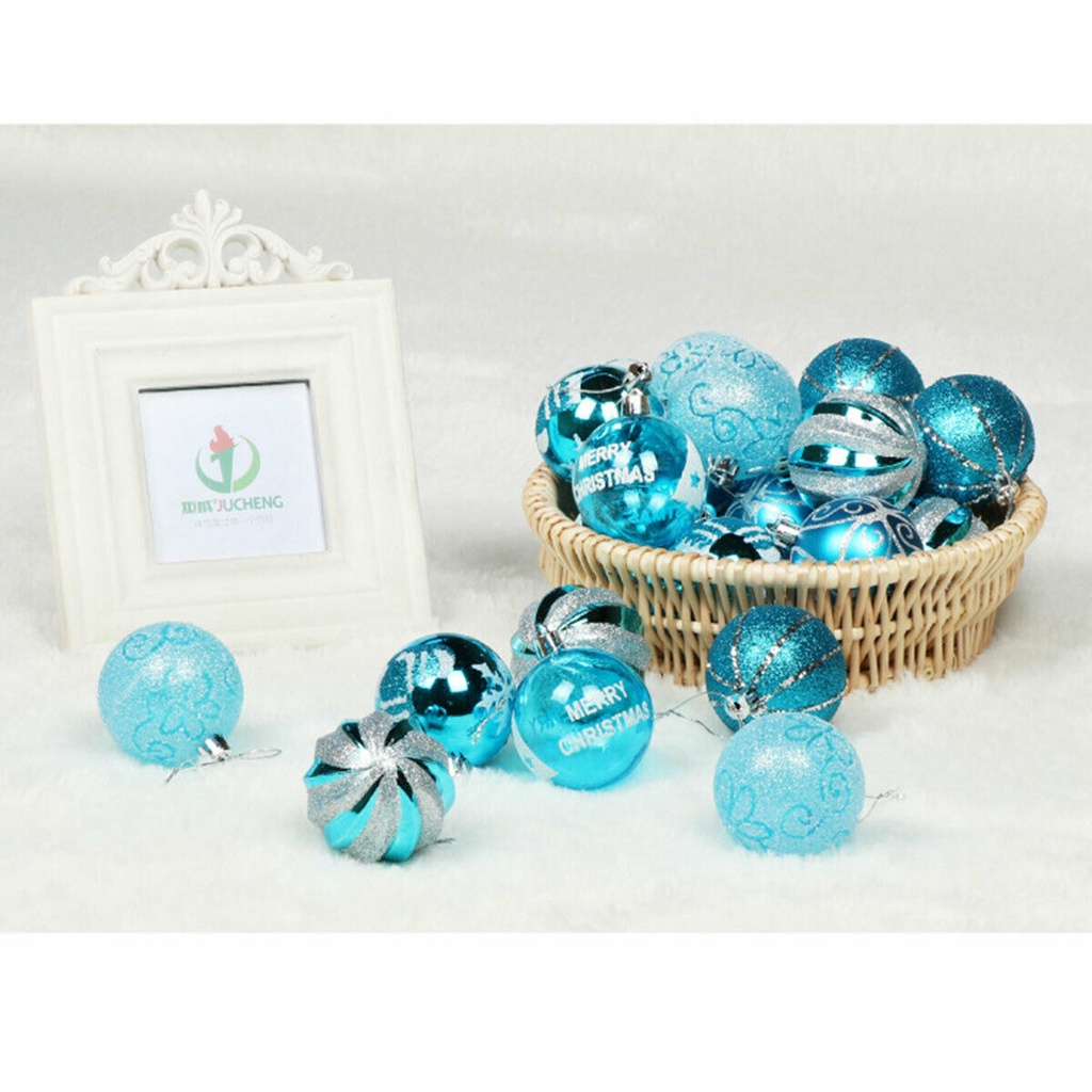 [Christmas Products]24Pcs/Box 6cm Christmas Decoration Ball Plastic Color Snowflake Painted Balls