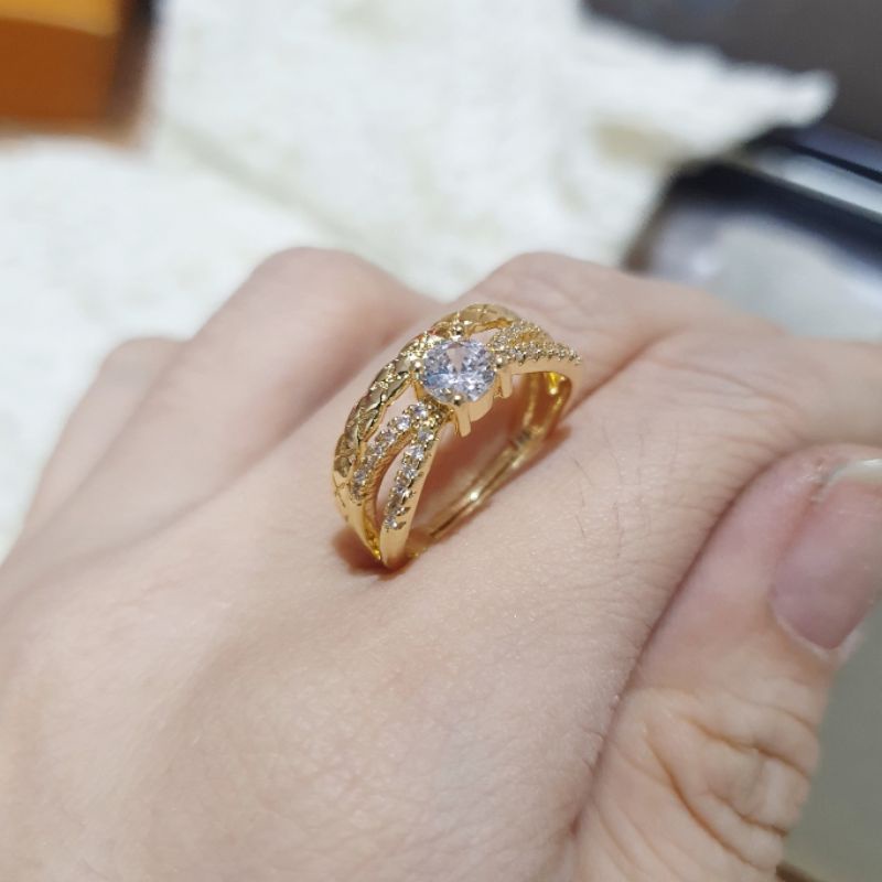 Cincin Titanium Asli gold free size Premium Quality Anti Karat Anti Alergi Ring Import Ct25