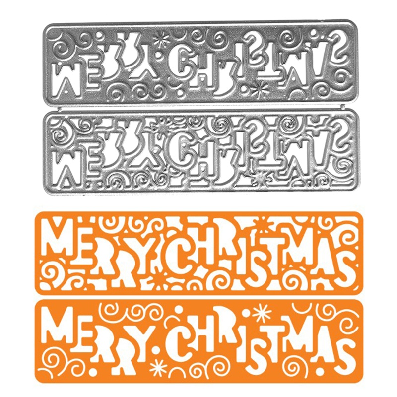 Cetakan Stensil Cutting Dies Motif Merry Christmas Bahan Metal Untuk Scrapbook / Craft DIY