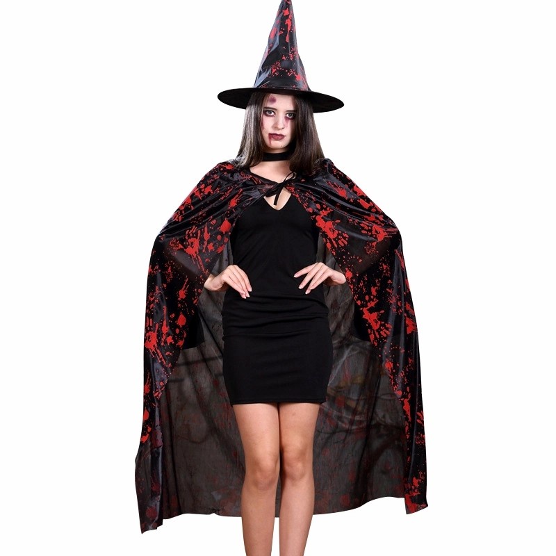 Kostum Halloween Jubah Merah Set +Topi Cosplay anak &amp; Dewasa Haloween UNISEX