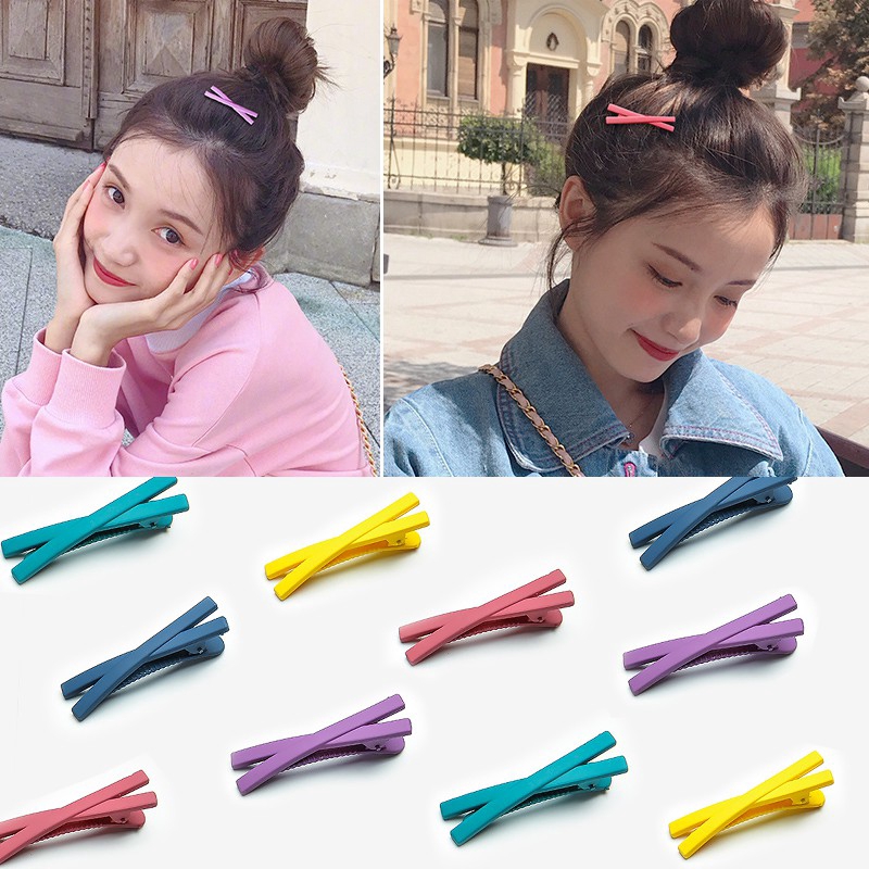 Korean Jepit  Rambut  matte hairpin color crosshair hair 