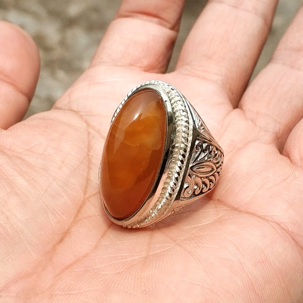 CINCIN BATU AKIK NATURAL PANDAN NANAS SERAT BETOK