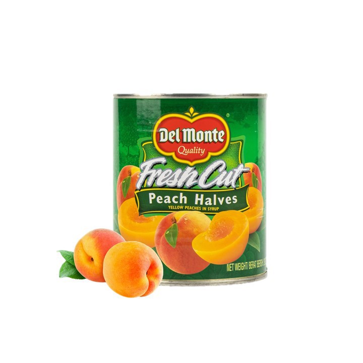 

Delmonte peach halves 825gr buah kaleng