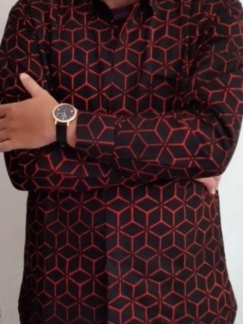 Cap Diamond Kemeja Batik Pria Lengan Panjang Kain Atasan Baju Cowo Cowok Jumbo Modern Premium