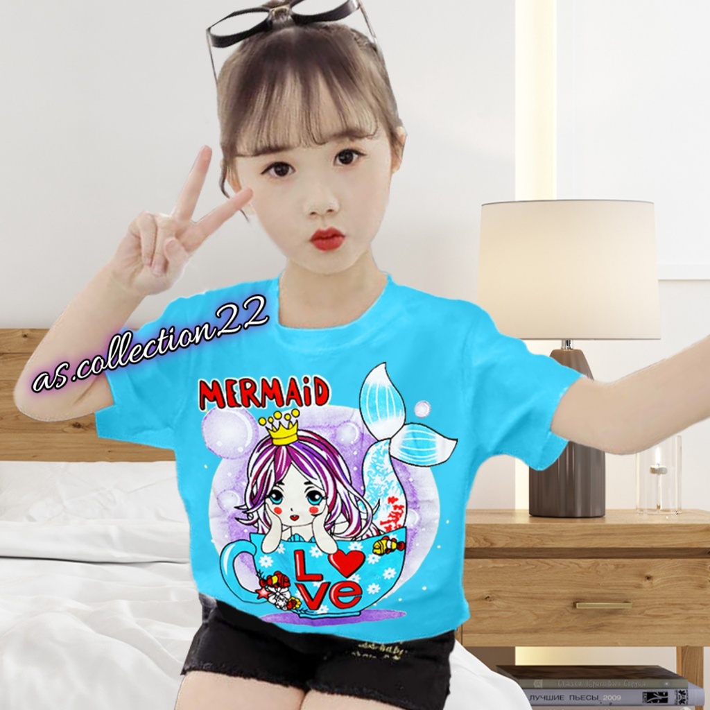 KAOS Anak perempuan Motif MERMAID Love Cute#USIA 1-10 TAHUN