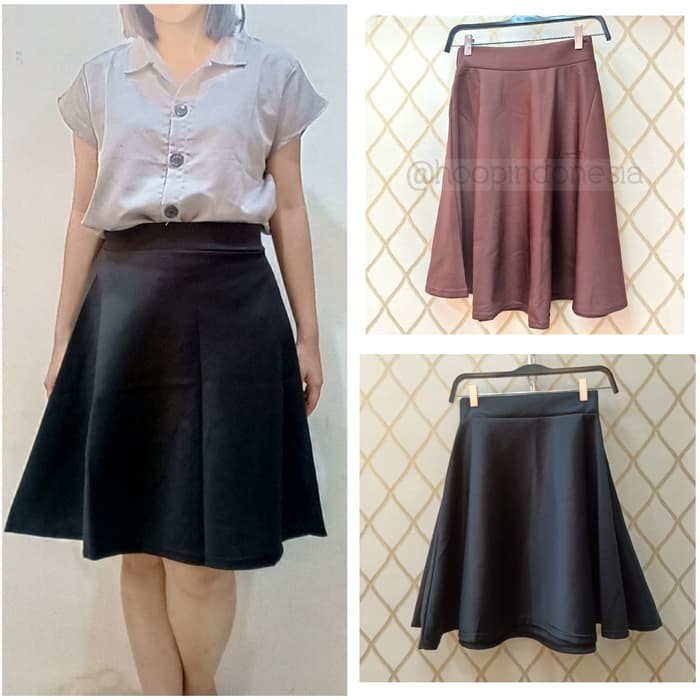 Rok Flare Payung - Hitam