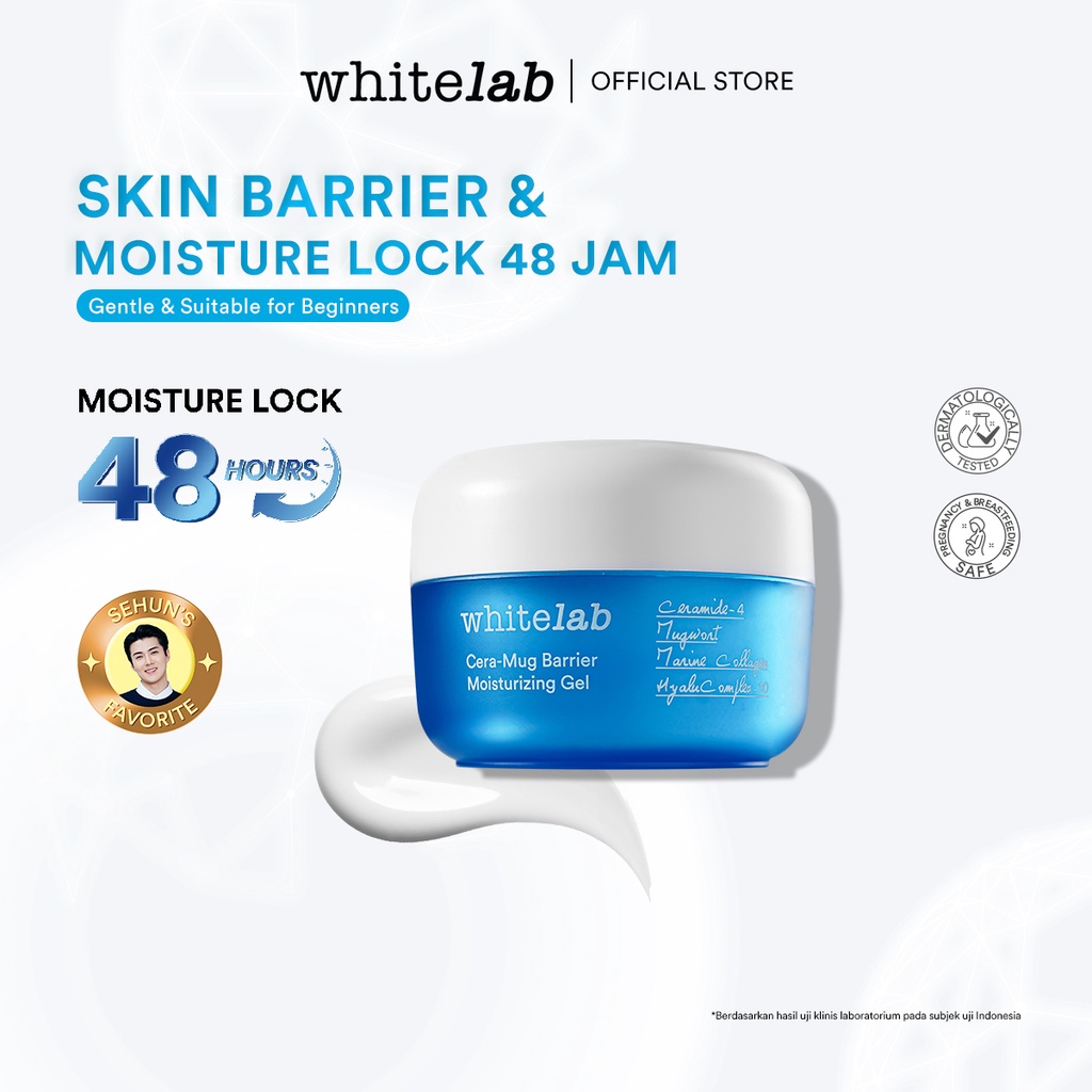 Whitelab Cera-Mug Barrier Moisturizing Gel - Pelembap Kulit Wajah Kering Perbaiki Skin Barrier Siang Malam Dengan Hyaluronic, Ceramide [BPOM]