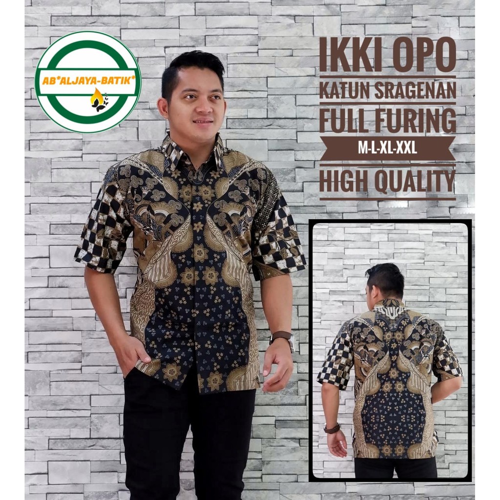 IKKI OPO Kemeja Batik Pria Lengan Pendek | Hem Batik Pria FULL FURING Batik Aljaya