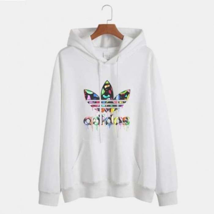 Ramaas Jaket Hoodie Pria Dan Wanita Adidas full Print Original - Abu, XL mrh