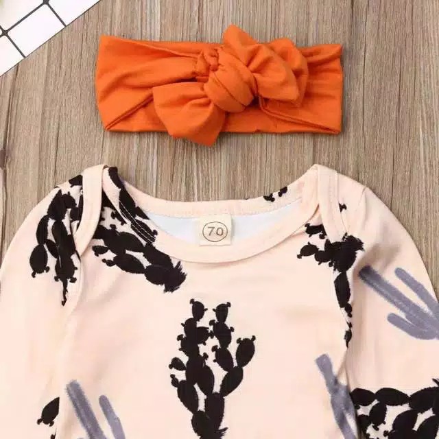 Romper bayi motif kaktus import Setelan baju bayi perempuan jumper bayi import Romper bayi Lucu