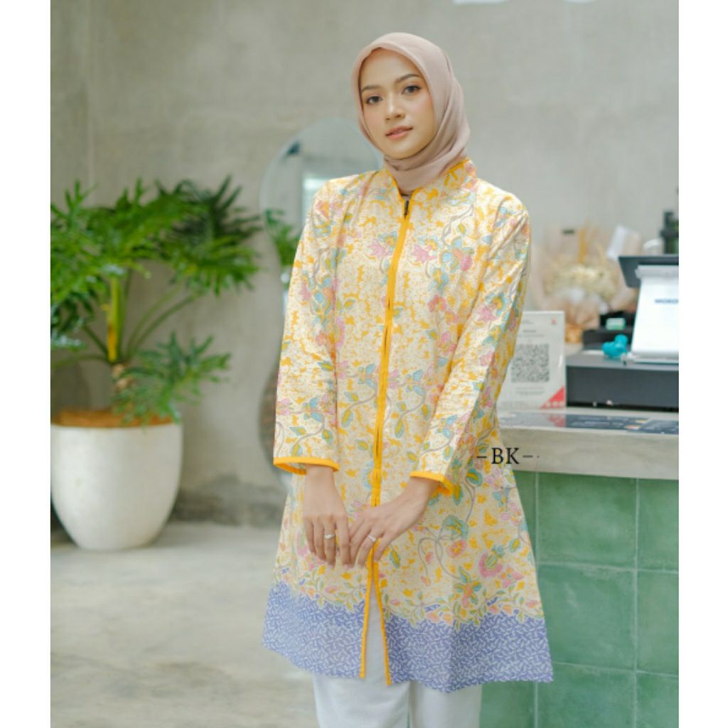 Tunik Batik Wanita Terbaru / Batik Tunik Soft Zipper Depan