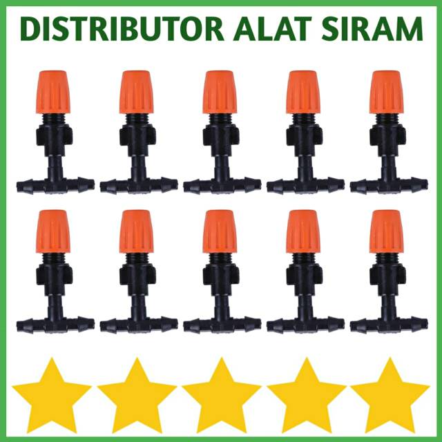 SPRAYER MIST NOZZLE ORANGE + FITTING NEPEL TEE UNTUK SELANG PE 7MM 6MM KONEKTOR TAMAN KRAN AIR