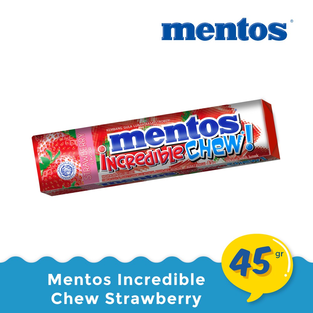 Mentos Incredible Chew Strawberry 45 gr
