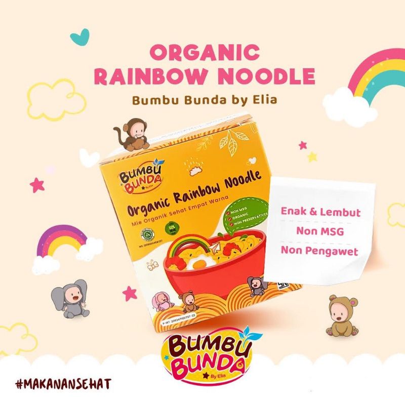 

Bumbu Bunda by Elia - Organic Rainbow Noodle / mie organik / mie mpasi bayi anak / mie non msg