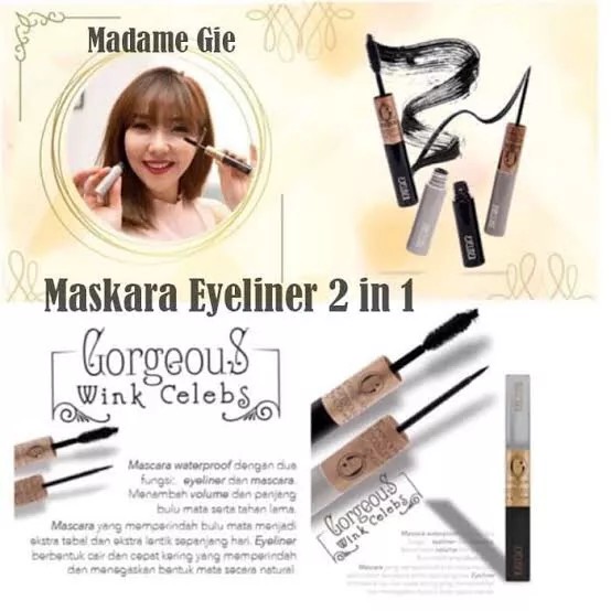 ❤ jselectiv ❤ MADAME GIE Gorgeus Wink Celebs 2 in 1 | Mascara MADAME GIE Waterproof 2 Fungsi Yaitu Maskara Sekaligus Eyeliner