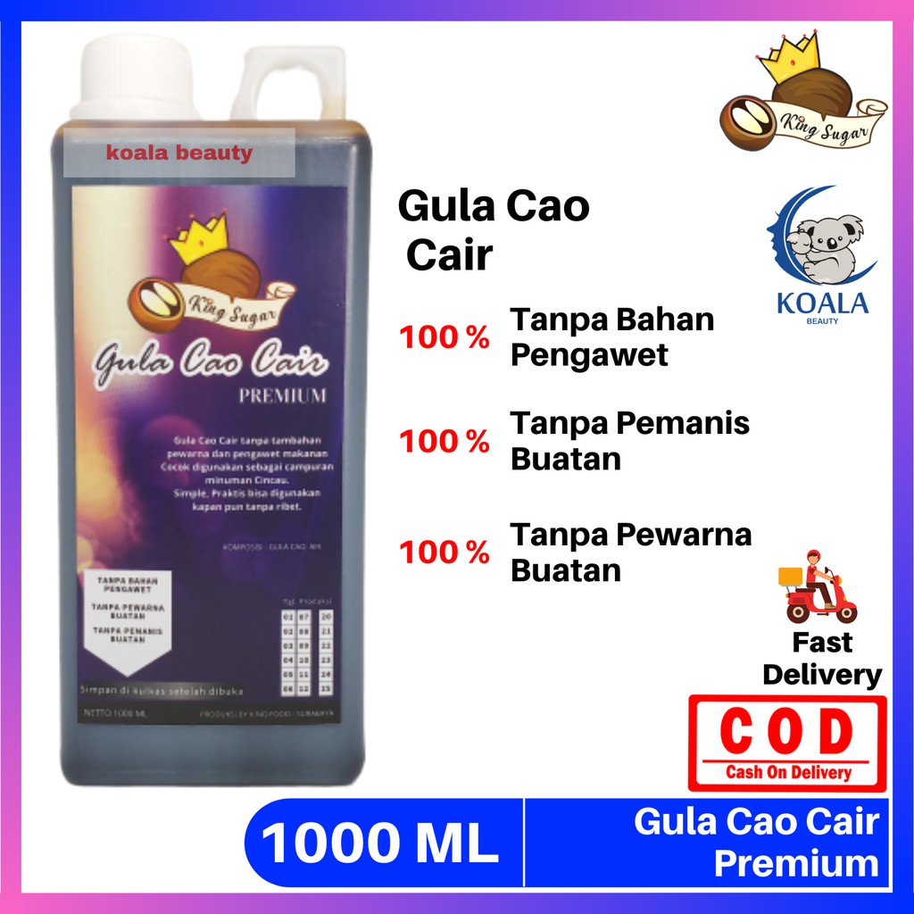 

❤ KOALA ❤ Gula Cao Cair By King Sugar Kemasan 1 Liter - Campuran Minuman Hitz Kekinian - Gula Cao