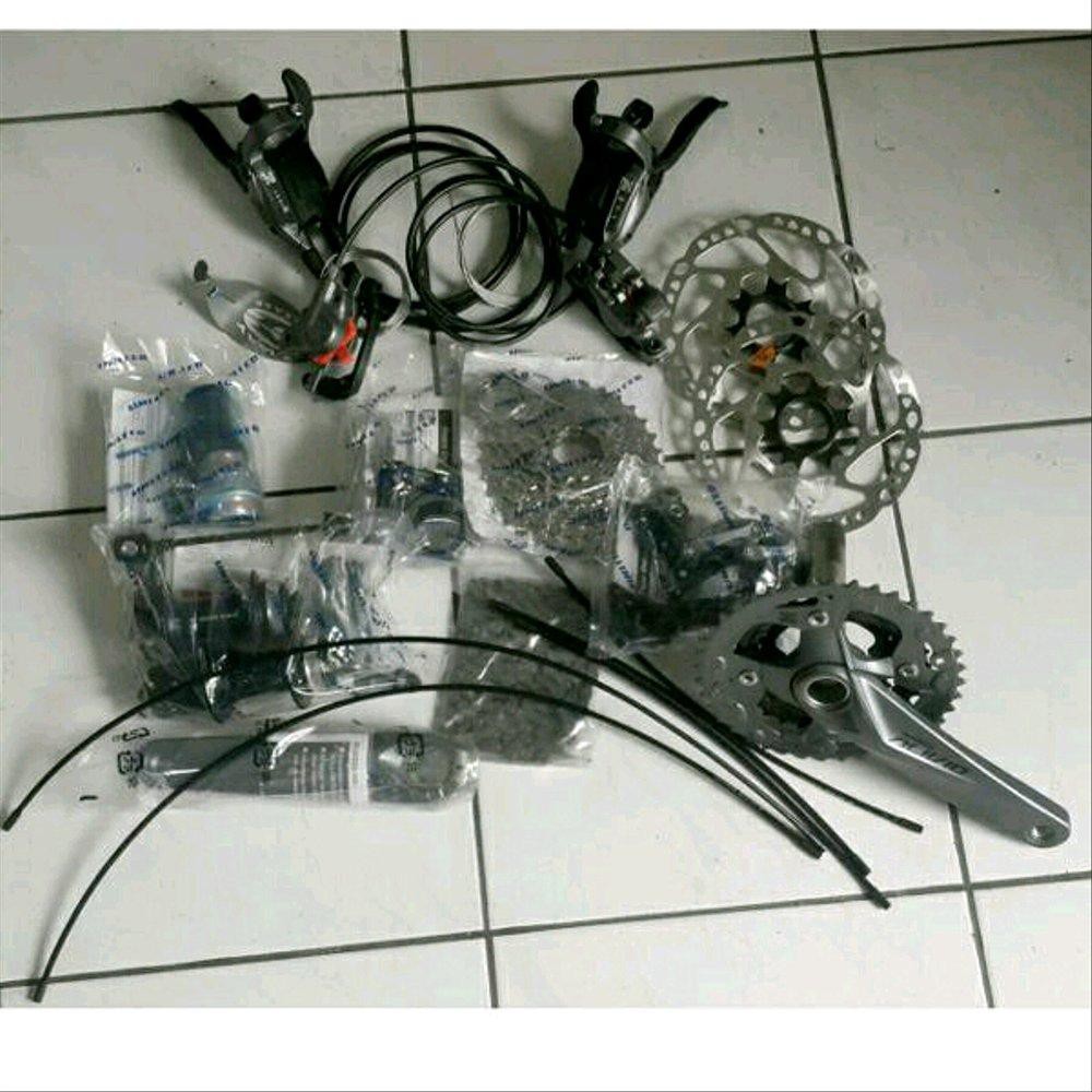 FADA -  GRUPSET SHIMANO ALIVIO M4050 HOLLOWTECH 2 ORIGINAL LENGKAP DENGAN HUB FREEHUB DAN ROTOR