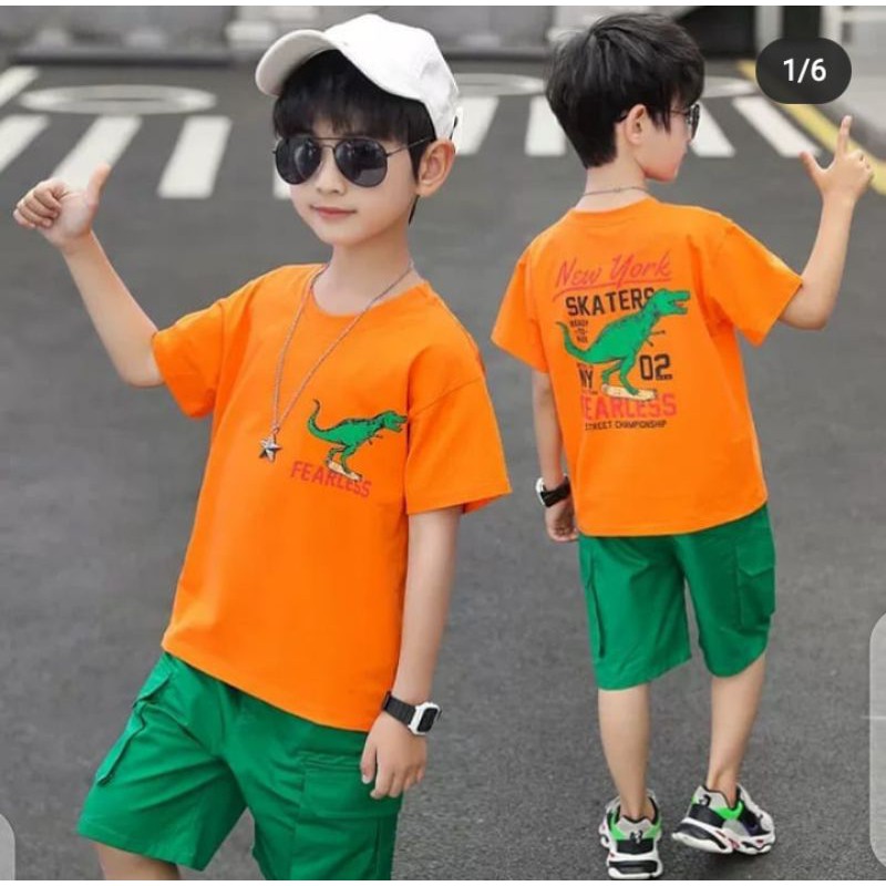 Setelan anak cowok remaja import  - setelan kaos baju celana pendek anak laki laki abg korea branded