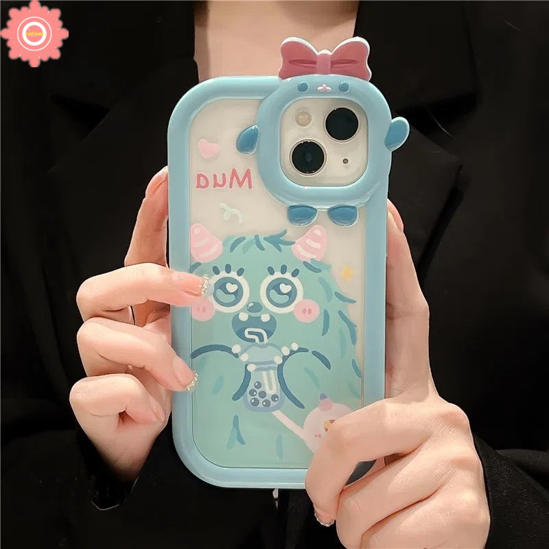 Case Lensa Monster Bow-knot Untuk Oppo A17 A16 A15s A7 A5S A12 A1K A17K A3S A12E A53 A74 A95 A16K A16E A52 A92 A76 A15s A53 A76 A16F A54 A57 5s A53 A6 A16E A52 A92 Cover Pelindung Monster