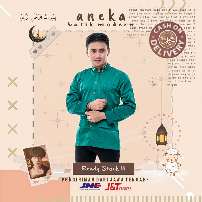 NEW JASKO JAS KOKO POLOS LENGAN PANJANG WARNA HIJAU IJO NU TOSCA LEBARAN