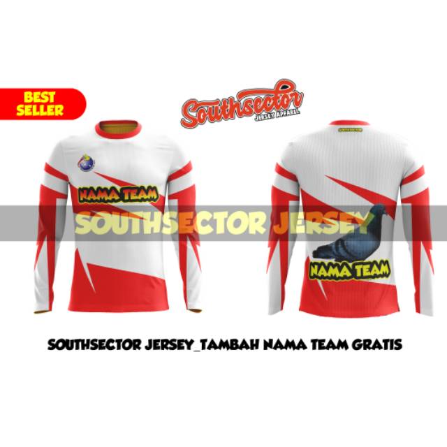 Jersey Merpati Balap - Custom Desain - (Putih Merah)
