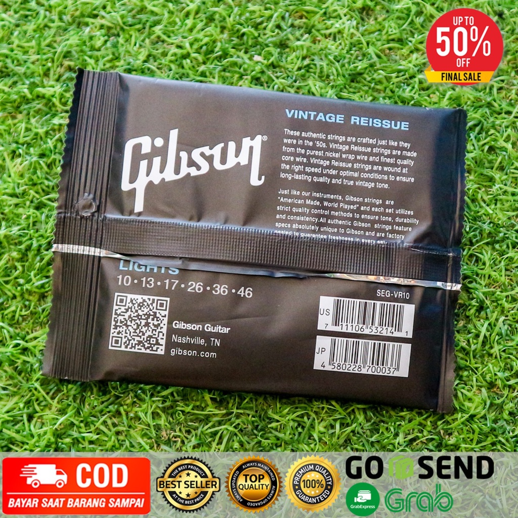 Senar Gitar Elektrik Gibson VINTAGE REISSUE  10-46 Premium Quality Gibson Electric Guitar Strings (1 set)