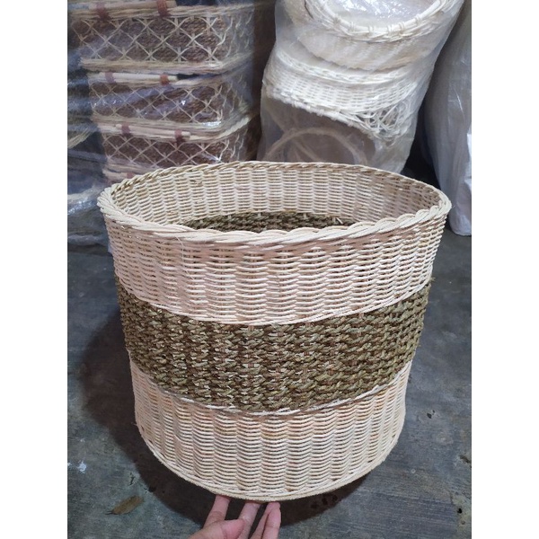 Ready Stok Keranjang Laundry Keranjang Rotan Bulat Diameter 40 Cm Tinggi 30 cm Tempat Hantaran Bedco