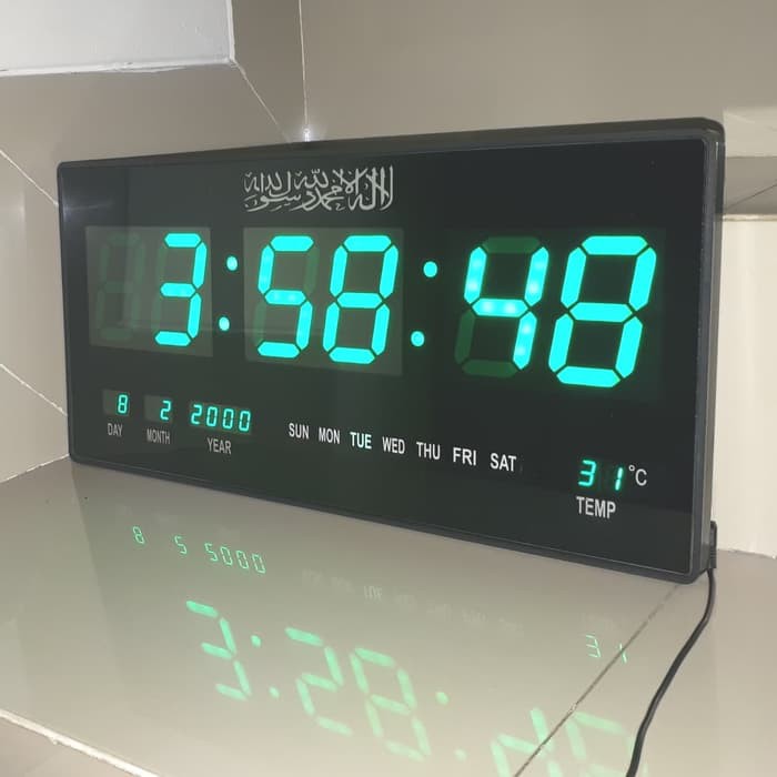 JAM digital DINDING  LED 4622 KALIGRAFI hijau