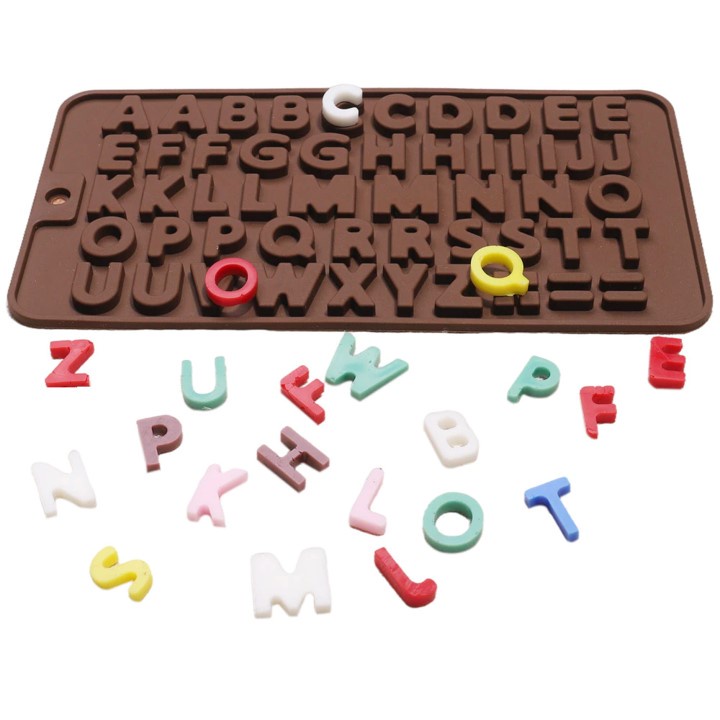 Cetakan Silikon Abjad Alphabet Angka Huruf Coklat Silicone Mold Kue