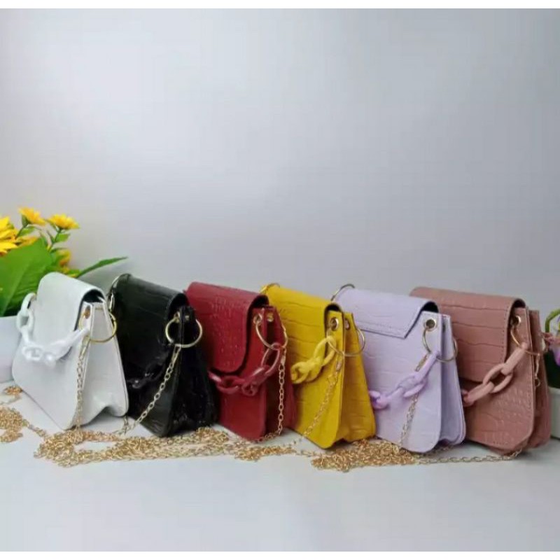 TAS selempang wanita korea import LILAC/tas wanita/tas handbag wanita terbaru/tas micro croco rantai