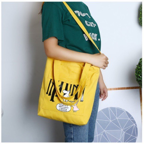 Tas Tote Bag Shoulder Sling Bag Wanita Bahan Kanvas - JC009