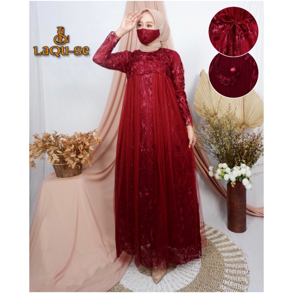 Gamis Kebaya Tulle Mutiara Mix Tutu Gaun Outfit Kondangan Dress Pesta Wisuda Wanita By Laquse_kebaya2