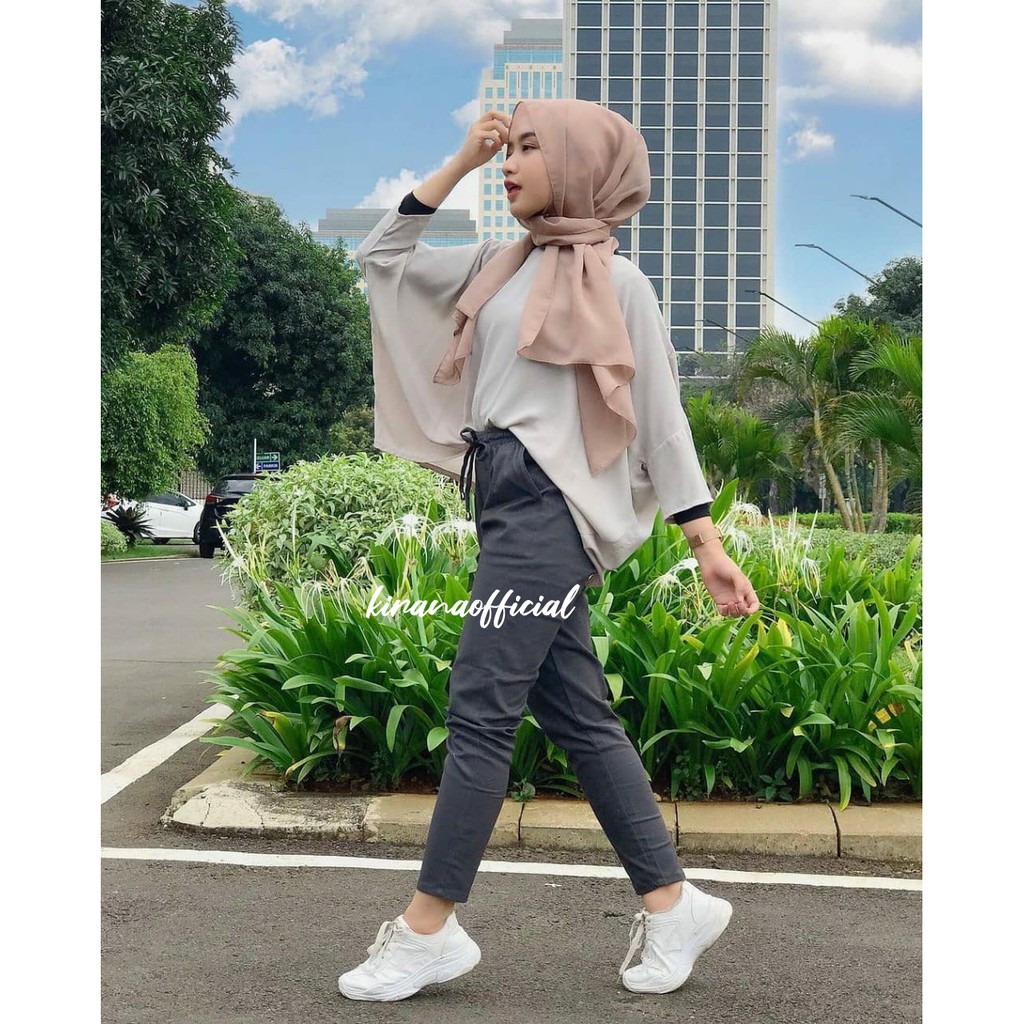 KIRANAOFFICIAL -  ( COD ) Celana basic katun / Baggy Katun strexh pants / celana noby ( E01 )