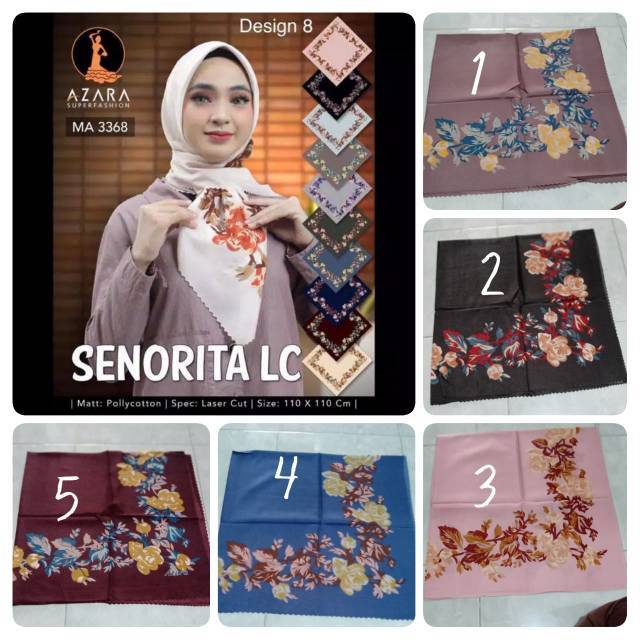 SEGIEMPAT LASER CUT BUNGA. JILBAB AZARA. KERUDUNG SEGI4 MOTIF. HIJAB