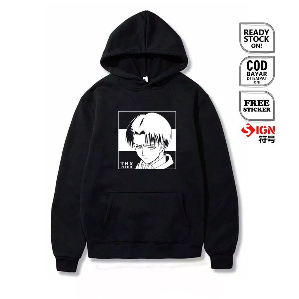 SWEATER HOODIE LEVI ACKERMAN SNK PASUKAN SHINGEKI NO KYOJIN ATTACK ON TITAN RIVAILLE ANIME MANGA JPN