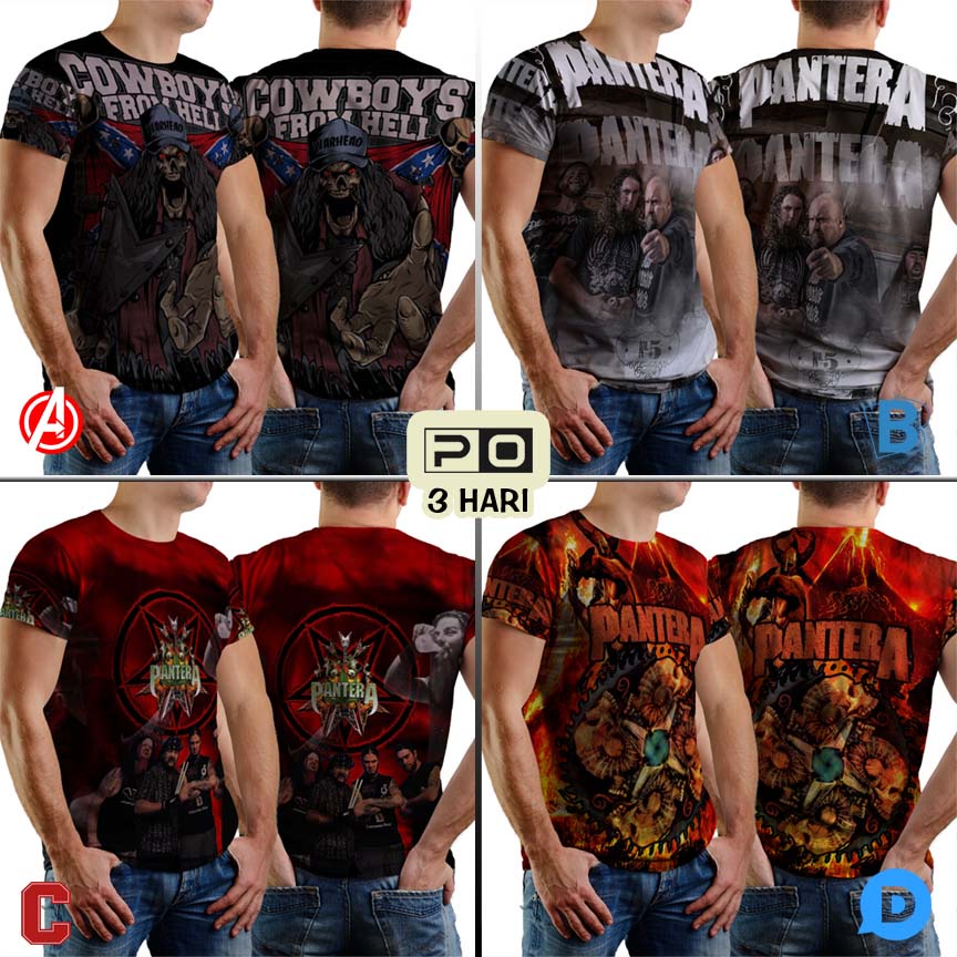 Kaos Pantera Cowboy From Hell Tshirt Fullprint Bahan Polyester Jersey