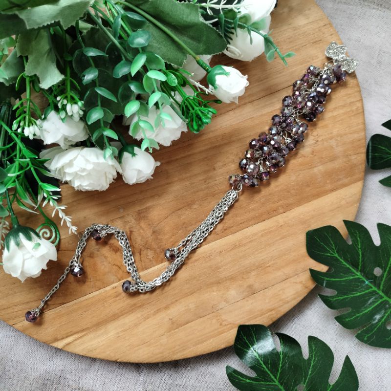 Syaira brooch / bros dagu juntai panjang-Ungu