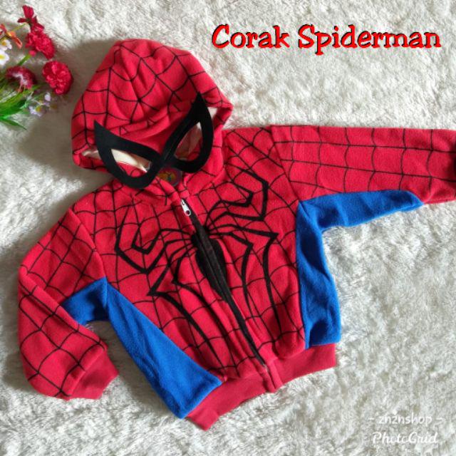 JAKET ANAK KARAKTER TUK ANAK 1 TH-CORAK SPIDERMAN