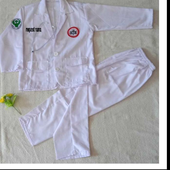 Terbaru Baju setelan jas dokter anak + request nama Tersedia ukuran 2thn PAUD TK SD