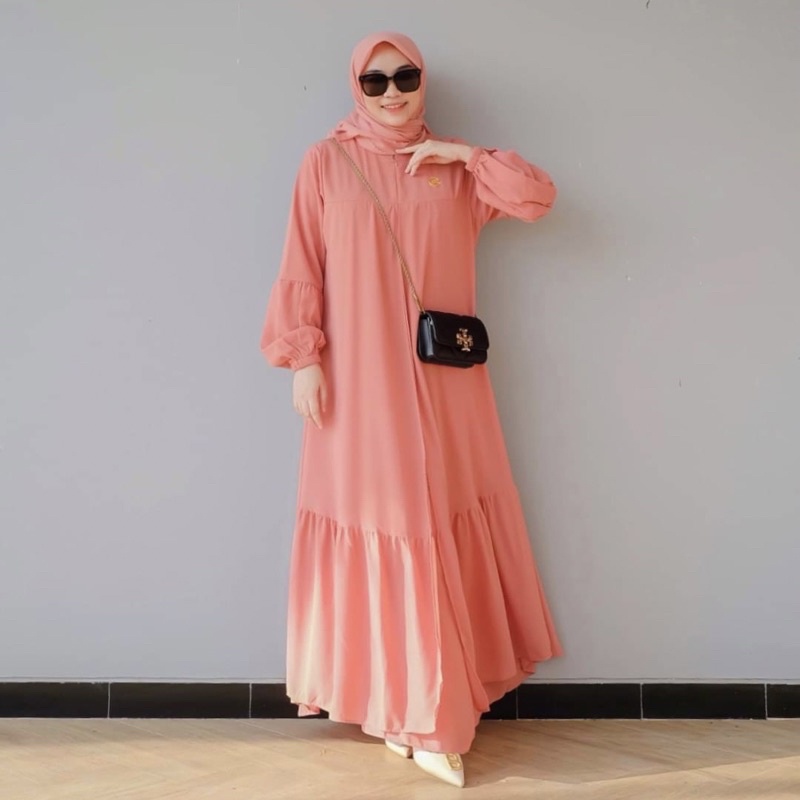 DYN - Basic Yoona Dress - Gamis Wanita Polos Busui Friendly-Rose