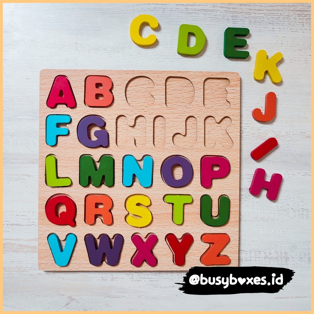 [busyboxes.id] Mainan Edukasi Puzzle Huruf Puzzle Alphabeth Kapital Mainan Kayu Wooden Puzzle Wooden Toys Montessori