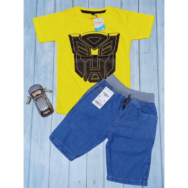 STJR - PREMIUM SETELAN BAJU KAOS ANAK MOTIF KARAKTER DAN JEANS PENDEK 1-10 TAHUN PART 2-transformer